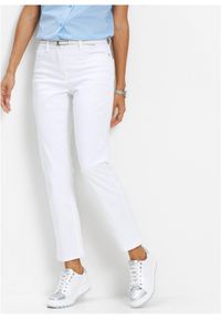 bonprix - Spodnie ze stretchem 7/8. Kolor: biały. Materiał: materiał #1
