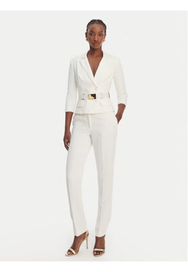 Elisabetta Franchi Marynarka GI-224-61E2-V590 Biały Regular Fit. Kolor: biały. Materiał: syntetyk