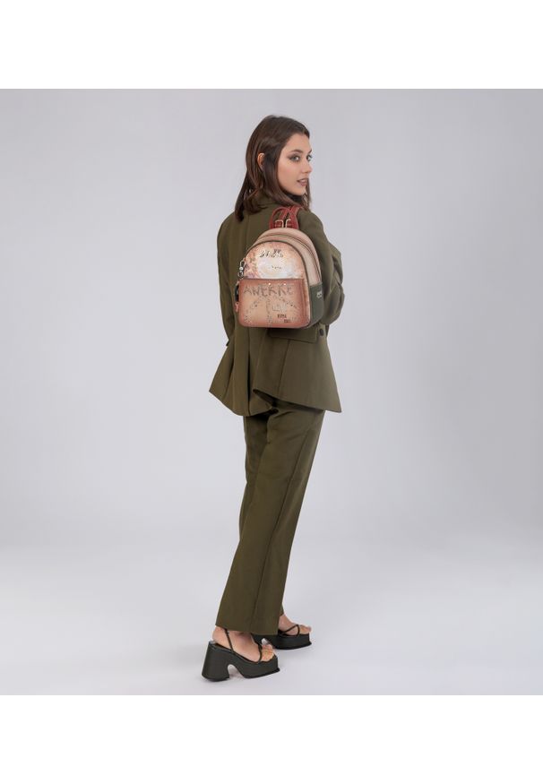 Brązowy Plecak Damski Anekke W Stylu Boho. Kolor: brązowy. Wzór: paski. Styl: boho