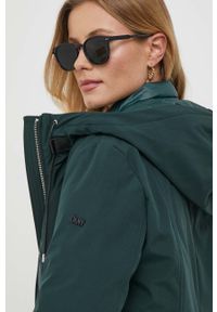 DKNY - Dkny kurtka damska kolor zielony przejściowa. Kolor: zielony. Materiał: polar, futro, włókno #5