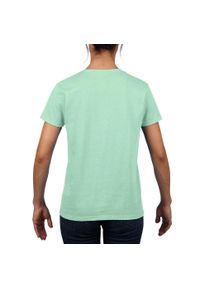 GILDAN - Damska Koszulka T-shirt Krótki Rękaw Top. Kolor: zielony. Długość rękawa: krótki rękaw. Długość: krótkie. Sport: turystyka piesza