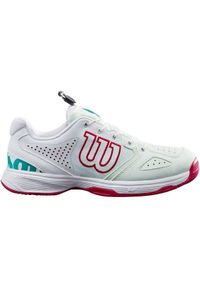Buty do tenisa dziecięce Wilson KAOS JUNIOR QL s.sea/white/sangria. Kolor: biały. Sport: tenis
