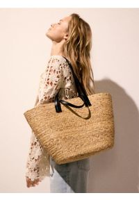 Reserved - Pleciona torebka shopper - czarny. Kolor: czarny #1