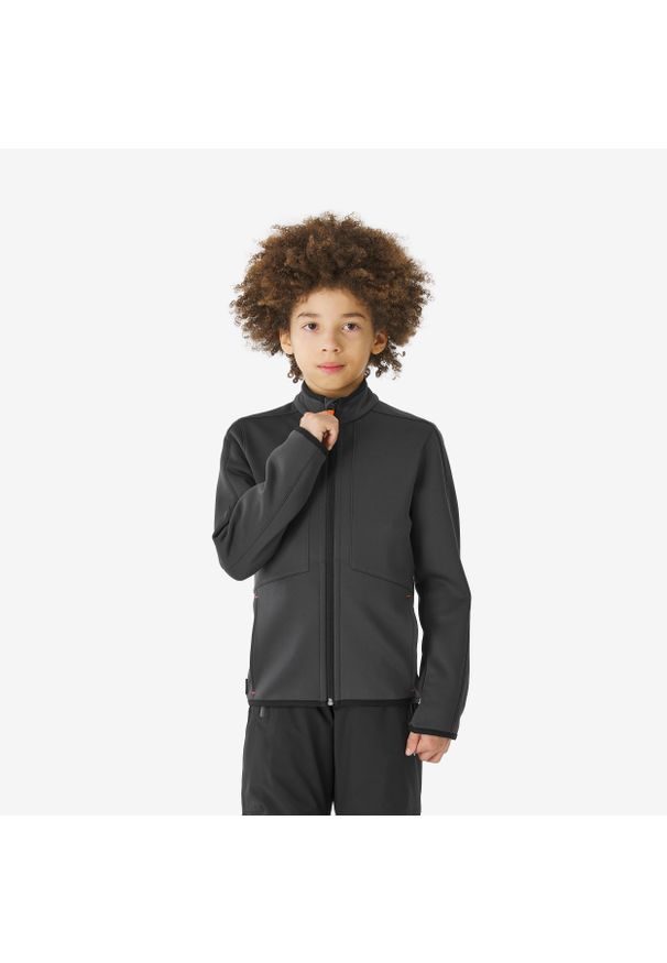 quechua - Bluza narciarska dla dzieci Quechua 500 zip. Kolor: szary. Materiał: elastan, materiał. Sezon: lato. Sport: narciarstwo
