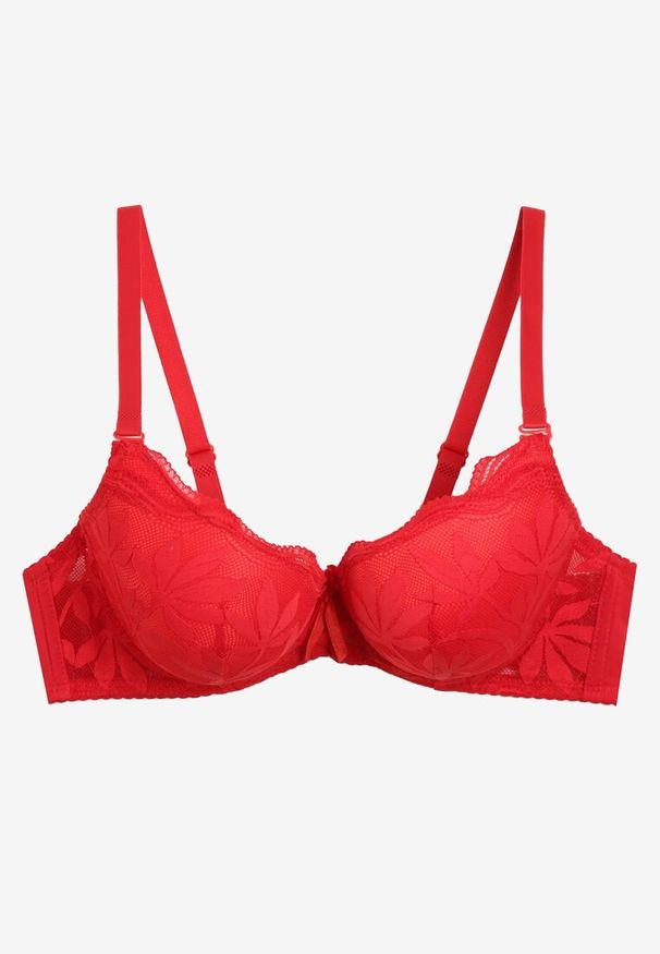 Renee - Czerwony Biustonosz Typu Full Cup z Koronką Ellanis. Kolor: czerwony. Materiał: koronka. Wzór: koronka