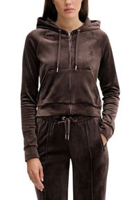 Juicy Couture - JUICY COUTURE Czekoladowa bluza damska Madison Outline Hoodie, Rozmiar S. Okazja: na co dzień. Kolor: brązowy. Materiał: materiał. Styl: casual, elegancki #5
