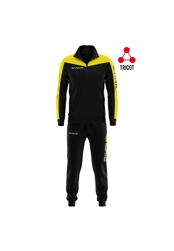 Givova Tuta Roma Triacetato dres. Kolor: żółty, czarny, wielokolorowy. Materiał: dresówka. Sport: tenis, piłka nożna