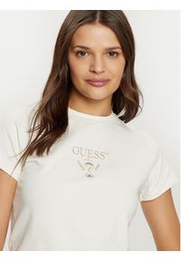 Guess T-Shirt V4YI21 KCDH1 Écru Slim Fit. Materiał: bawełna