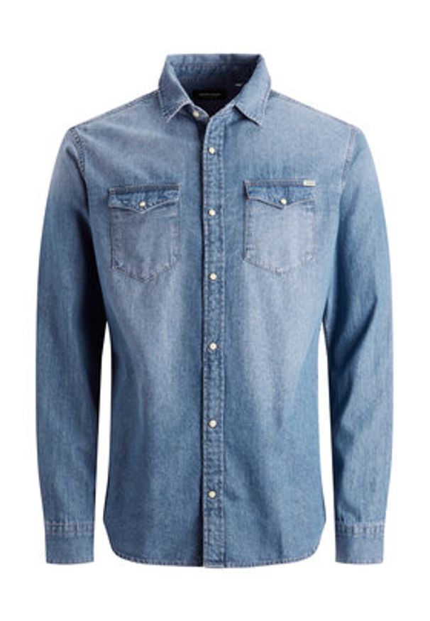 Jack & Jones - Jack&Jones Koszula Sheridan 12138115 Niebieski Slim Fit. Kolor: niebieski. Materiał: bawełna
