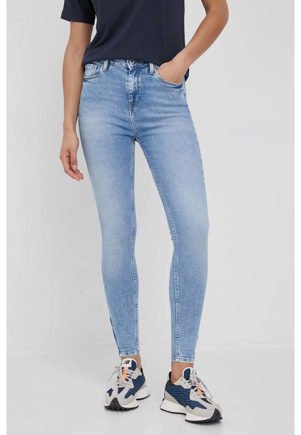 Pepe Jeans jeansy DION ZIP damskie medium waist. Kolor: niebieski