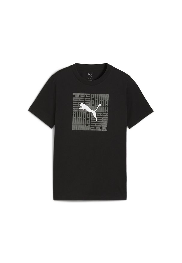 Puma - Młodzieżowa koszulka o kwadratowym kroju z grafiką PUMA Black. Kolor: czarny. Sport: joga i pilates