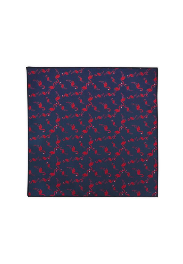 Modini - Granatowa poszetka w czerwone flamingi E323. Kolor: wielokolorowy, czerwony, niebieski