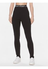 Calvin Klein Jeans Legginsy J20J222601 Czarny Slim Fit. Kolor: czarny. Materiał: syntetyk, wiskoza