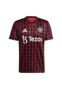 Adidas - Koszulka Manchester United Pre-Match. Kolor: czerwony, wielokolorowy, czarny. Materiał: materiał