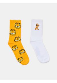 Sinsay - Długie skarpetki z nadrukiem i haftem Garfield 2 pack - wielobarwny. Wzór: haft, nadruk #1