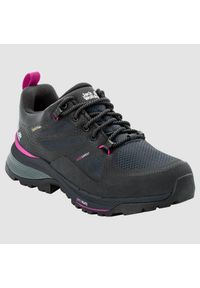 Damskie niskie buty do wędrówek Jack Wolfskin force striker texapore. Zapięcie: sznurówki. Kolor: wielokolorowy, czarny, różowy, zielony. Materiał: tkanina, materiał, syntetyk. Szerokość cholewki: normalna. Styl: sportowy #1