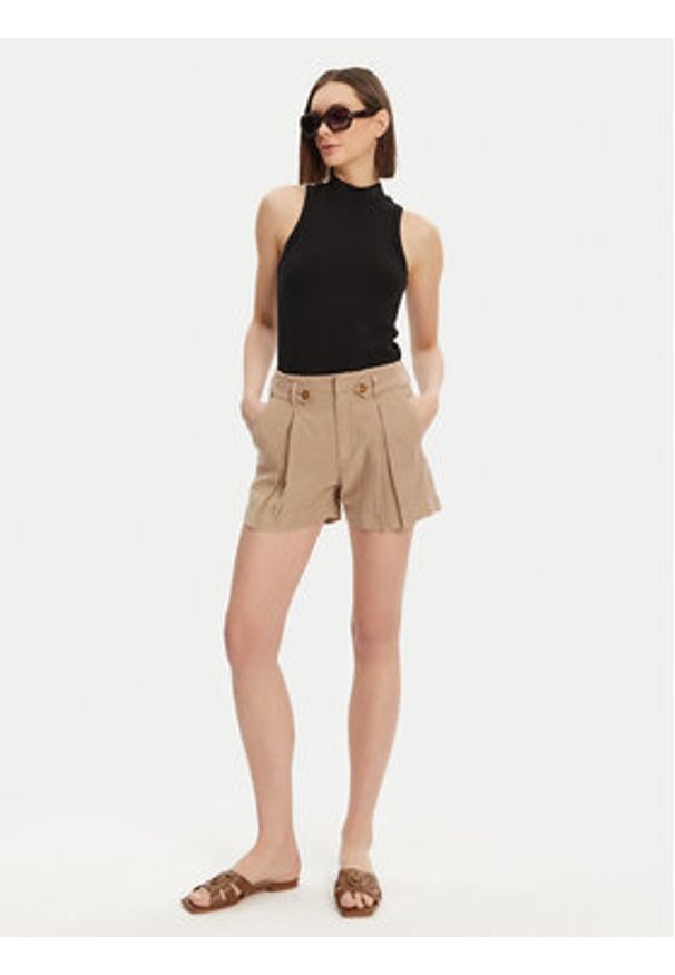 Guess Szorty materiałowe W5GD1J WG8N0 Beżowy Relaxed Fit. Kolor: beżowy. Materiał: lyocell