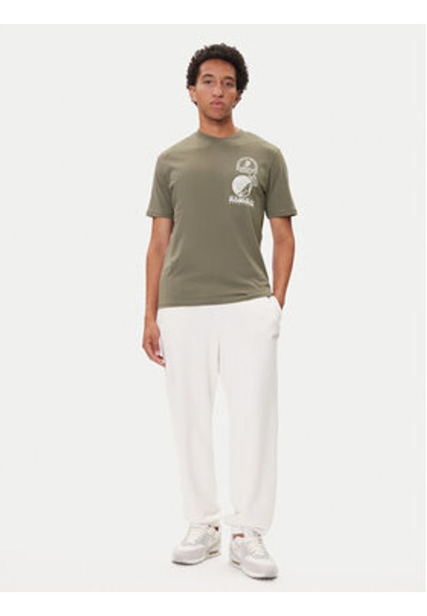 Napapijri T-Shirt S-Funes Ss NP0A88UA Khaki Regular Fit. Kolor: brązowy. Materiał: bawełna
