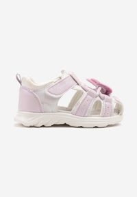 Born2be - Fioletowe Sandały ze Skórzaną Wkładką i Zakrytą Piętą Zdobione Aplikacją Roselienna. Okazja: na uczelnię. Kolor: fioletowy. Materiał: skóra. Wzór: aplikacja. Sezon: lato. Styl: klasyczny, młodzieżowy