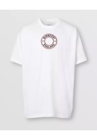 Burberry - BURBERRY - Biała koszulka z graficznym nadrukiem. Okazja: na co dzień. Kolor: biały. Materiał: jeans, bawełna, elastan. Wzór: nadruk. Styl: klasyczny, casual, elegancki #5