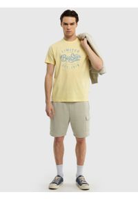 Big-Star - Koszulka męska bawełniana z nadrukiem żółta Ratow 200. Kolor: żółty. Materiał: bawełna. Wzór: nadruk #4