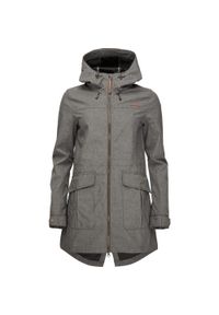 LOF - Płaszcz softshell damski LOAP Lavila, szary, S. Kolor: szary, niebieski, wielokolorowy. Materiał: softshell. Sport: turystyka piesza #1