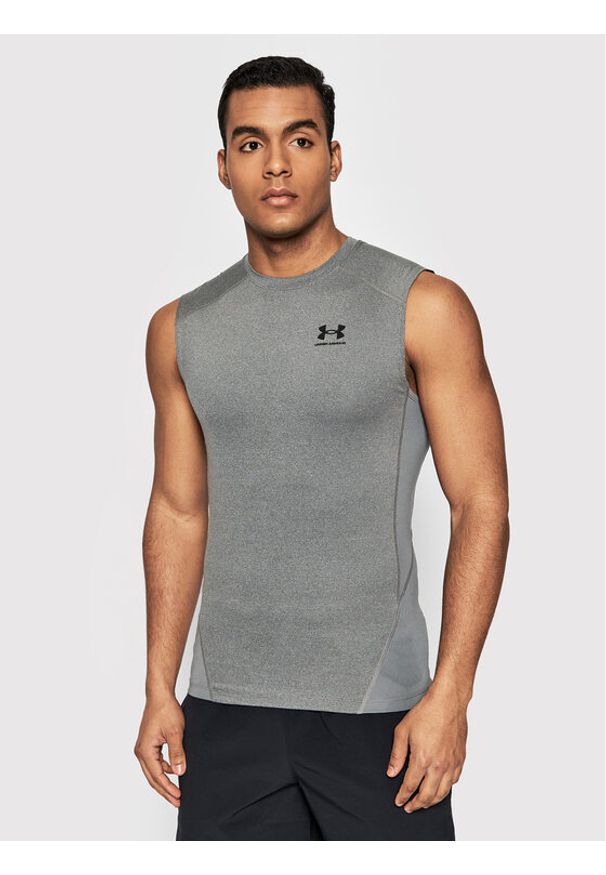 Under Armour Tank top HeatGear® 1361522 Szary Slim Fit. Kolor: szary. Materiał: syntetyk