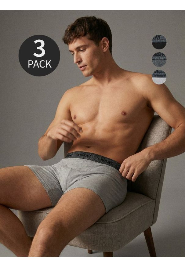 Sinsay - Bawełniane bokserki Long 3 pack - czarny. Kolor: czarny. Materiał: bawełna