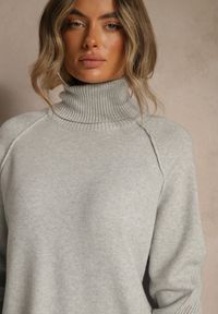 Renee - Szary Golf z Domieszką Kaszmiru o Prostym Kroju Zoirsova. Okazja: na co dzień. Typ kołnierza: golf. Kolor: szary. Materiał: kaszmir. Długość rękawa: długi rękaw. Długość: długie. Styl: elegancki, casual #4
