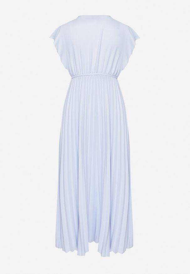 Born2be - Jasnoniebieska Plisowana Sukienka Maxi Rozkloszowana z Luźnymi Rękawkami Serahpine. Okazja: na imprezę, na co dzień, na spacer. Kolor: niebieski. Długość rękawa: krótki rękaw. Typ sukienki: proste. Styl: casual. Długość: maxi