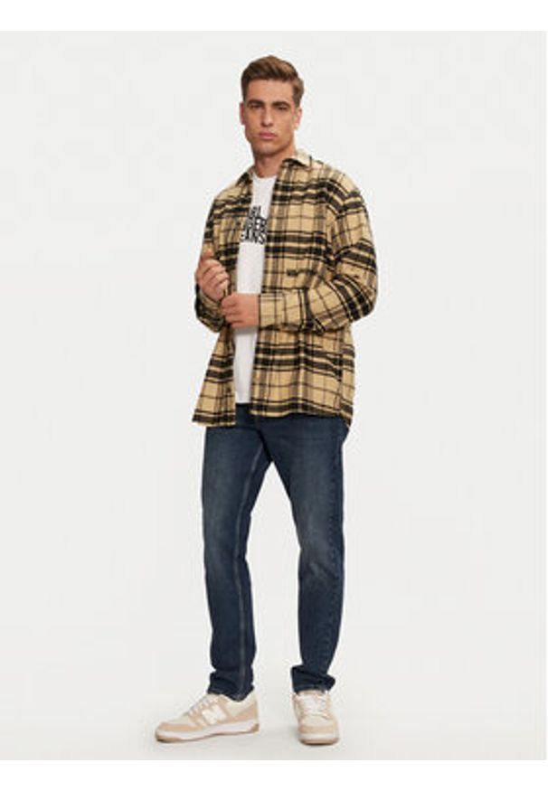 Karl Lagerfeld Jeans Koszula 246D1604 Beżowy Regular Fit. Kolor: beżowy. Materiał: bawełna