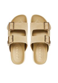 Guess Klapki FLTFST SUE03 Beżowy. Kolor: beżowy. Materiał: zamsz, skóra