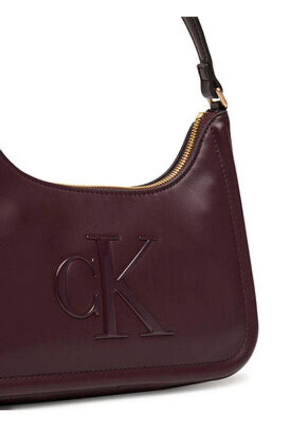 Calvin Klein Torebka Bold Ck Small Shoulder Bag LV04F3230G Bordowy. Kolor: czerwony. Materiał: skórzane