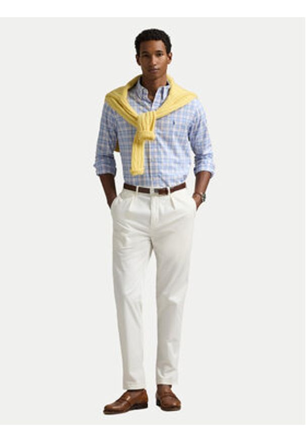 Polo Ralph Lauren Koszula 710968937001 Błękitny Custom Fit. Typ kołnierza: polo. Kolor: niebieski. Materiał: bawełna