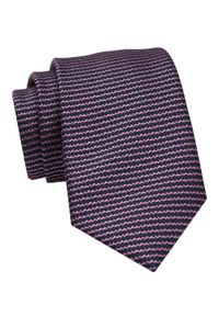 Alties - Klasyczny Krawat Męski - ALTIES - Granat, Różowe Paseczki. Kolor: niebieski. Materiał: tkanina. Styl: klasyczny #1