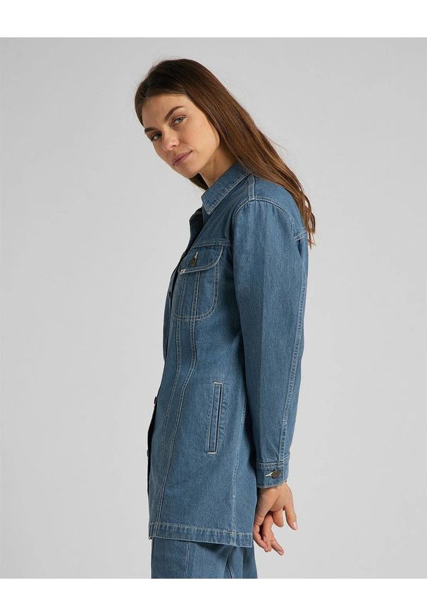 Lee - DAMSKA KURTKA JEANSOWA LEE RELAXED RIDER JACKET GREY BALA L54BMMOJ 112112753. Materiał: jeans