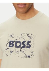 BOSS T-Shirt Logo Space 50539186 Beżowy Regular Fit. Kolor: beżowy. Materiał: bawełna