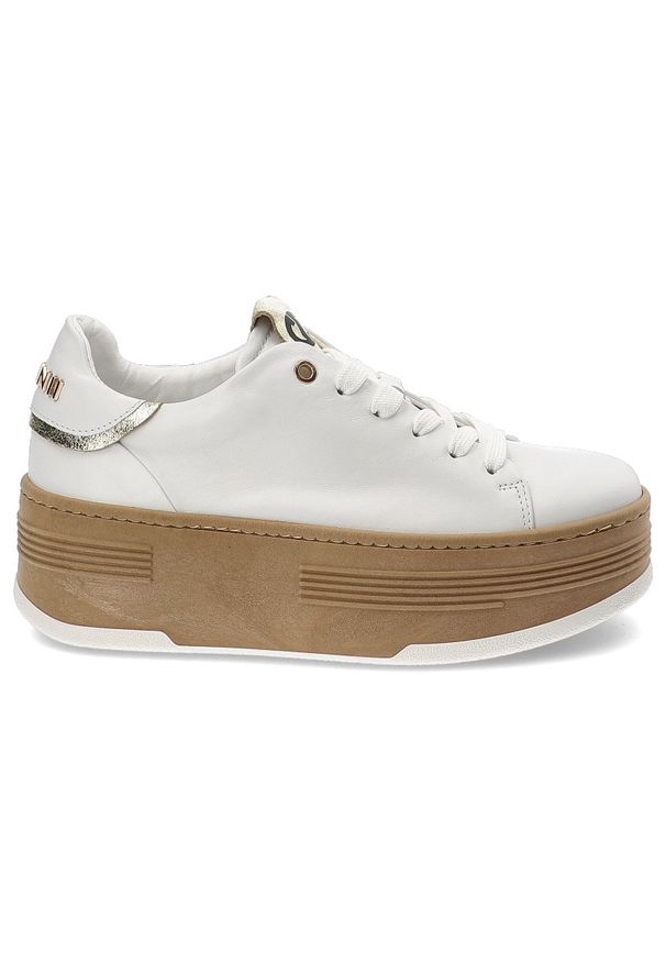 Białe Sneakersy Carinii Eleganckie Buty Damskie Na Platformie. Okazja: na co dzień. Kolor: biały. Szerokość cholewki: normalna. Wzór: aplikacja. Obcas: na platformie. Styl: elegancki