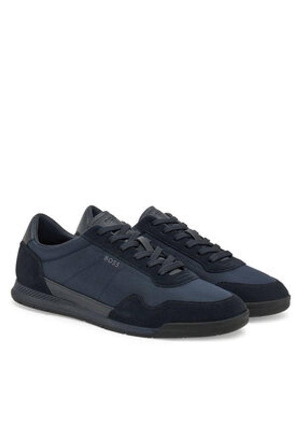 BOSS Sneakersy Titanium 50536524 Granatowy. Kolor: niebieski. Materiał: zamsz, skóra