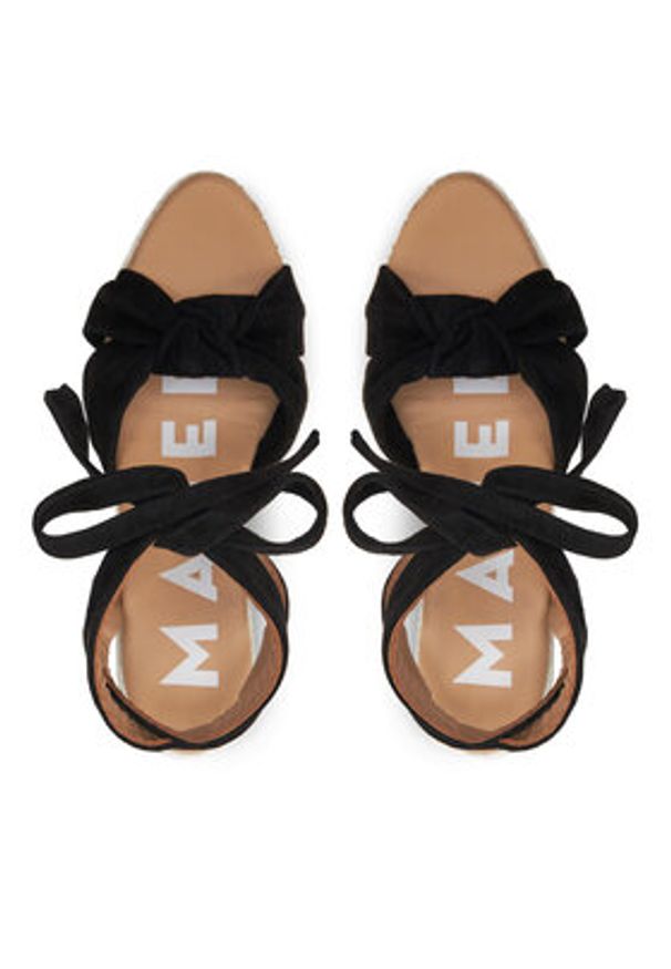 Manebi Espadryle Hamptons Wedge Espadrilles With Knot K 1.0 WS Czarny. Kolor: czarny. Materiał: zamsz, skóra