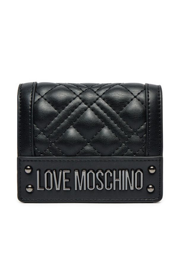 Love Moschino - LOVE MOSCHINO Mały Portfel Damski JC5601PP1LLA000A Czarny. Kolor: czarny. Materiał: skóra