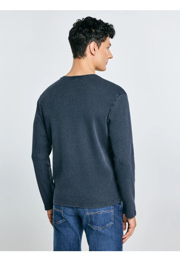 Big-Star - Bluzka męska z długim rękawem granatowa Merrts 403. Okazja: na co dzień. Kolor: niebieski. Materiał: materiał, dzianina, jeans. Długość rękawa: długi rękaw. Długość: długie. Styl: klasyczny, casual, sportowy