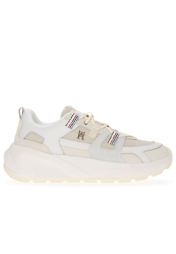 TOMMY HILFIGER - Buty Tommy Hilfiger Chunky Runner FW0FW07674-AEF - beżowe. Kolor: beżowy. Materiał: guma, materiał, tkanina, skóra. Szerokość cholewki: normalna