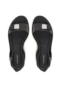 Calvin Klein Sandały Flat Sandal W/Ck Hw - Lth HW0HW02367 Czarny. Kolor: czarny. Materiał: skóra #6