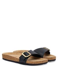 TOMMY HILFIGER - Tommy Hilfiger Klapki Cork Footbed Slip-On Sandals FW0FW09344 Czarny. Kolor: czarny. Materiał: skóra #2