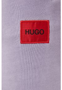 Hugo Spodnie męskie kolor różowy z aplikacją. Kolor: fioletowy. Materiał: bawełna. Wzór: aplikacja #4