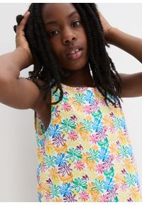 bonprix - Top z czystej bawełny organicznej (3 szt.). Kolor: żółty. Materiał: jersey, bawełna. Długość rękawa: na ramiączkach. Wzór: nadruk. Sezon: lato #2