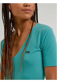 Lee T-Shirt L49FIP41 Zielony Slim Fit. Kolor: zielony. Materiał: syntetyk