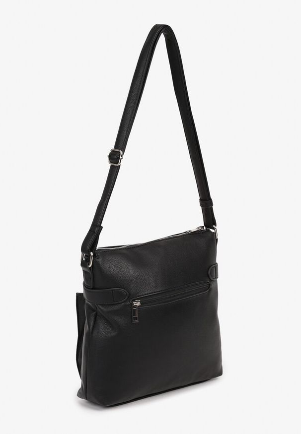 Born2be - Czarna Torebka Listonoszka z Regulowanym Paskiem Nanellisa. Kolor: czarny. Styl: elegancki