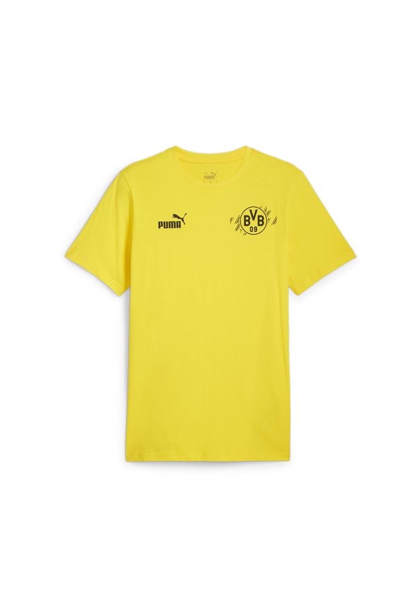 Puma - Męska koszulka ftblCULTURE Borussia Dortmund PUMA Faster Yellow Black. Kolor: żółty, czarny, wielokolorowy. Materiał: guma. Wzór: nadruk. Sport: piłka nożna